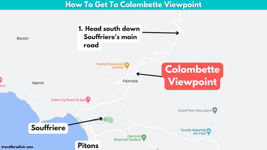 Map showing how to get to Colombette Viewpoint