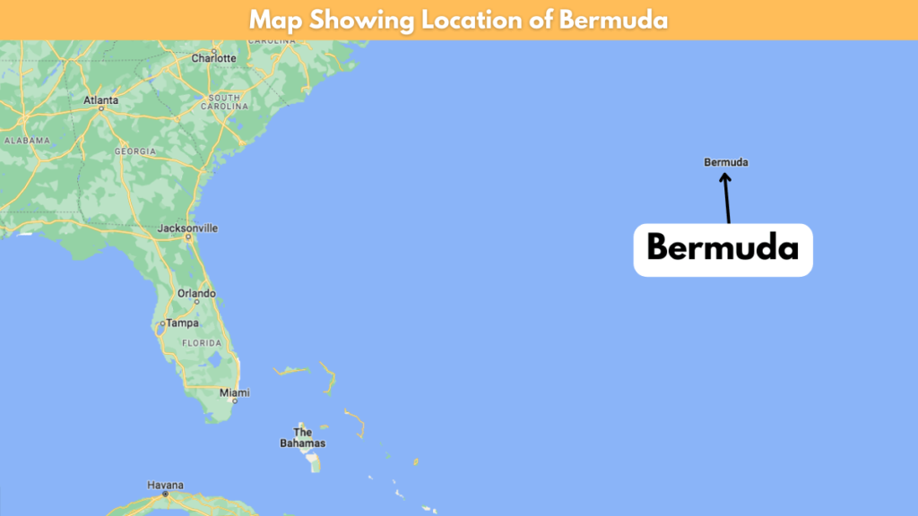 Map showing location of Bermuda.