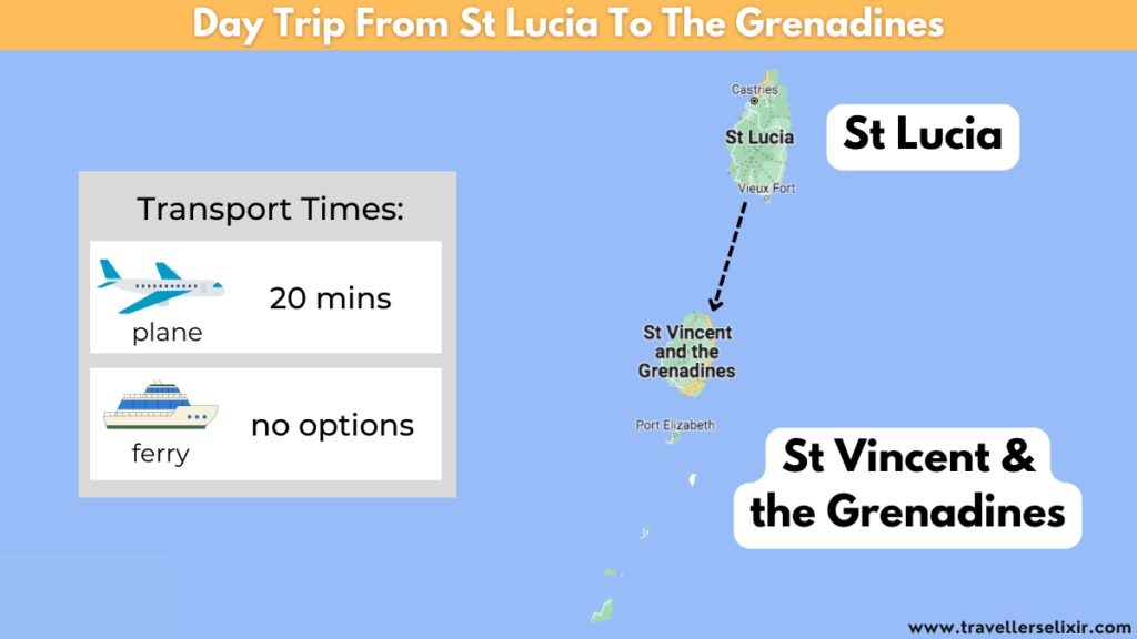 Map showing location of St Lucia and St Vincent and the Grenadines.