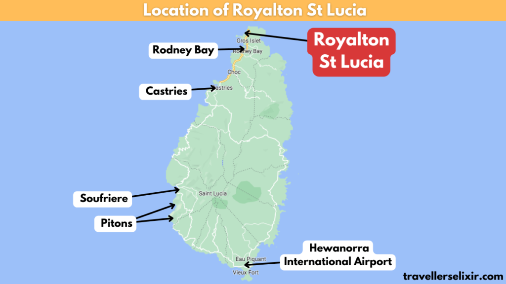 Map showing location of the Royalton St Lucia.